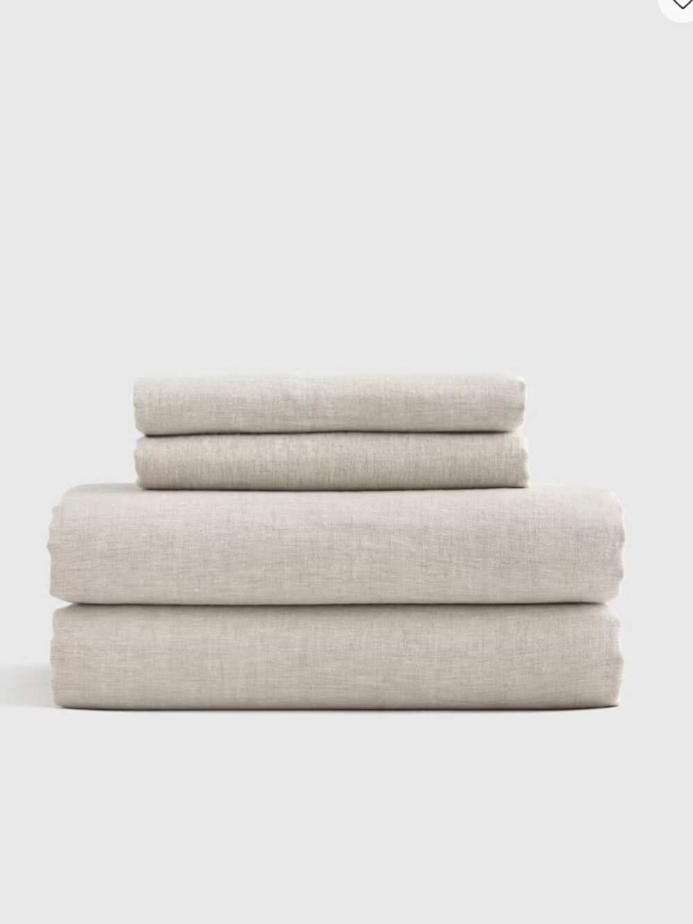 Quince European Linen Chambray Sheet Set in Natural, Queen
